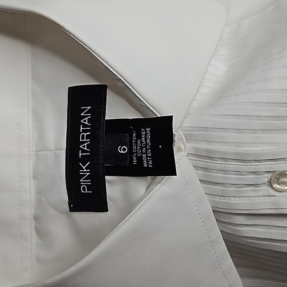 Pink Tartan pique tuxedo tunic shirt-white size 6 - Picture 7 of 9